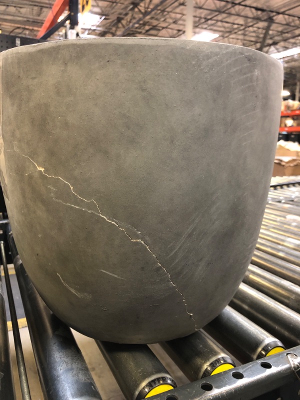 Photo 1 of Kante 14 Inch Dia Round Concrete Planter, Indoor Outdoor Large Plant Pot with Drainage Hole and Rubber Plug for Home Patio Garden, Gray Concrete