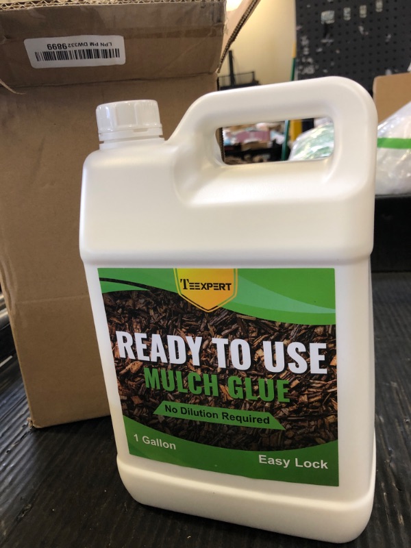 Photo 1 of Mulch Glue for Landscaping 1 Gallon, Rock Glue for Landscaping Ready to Use, Easy Hold Pea Gravel Stabilizer Resin Binder, Safe Rubber Mulch Spray Anchor Lock Premixed for Landscape