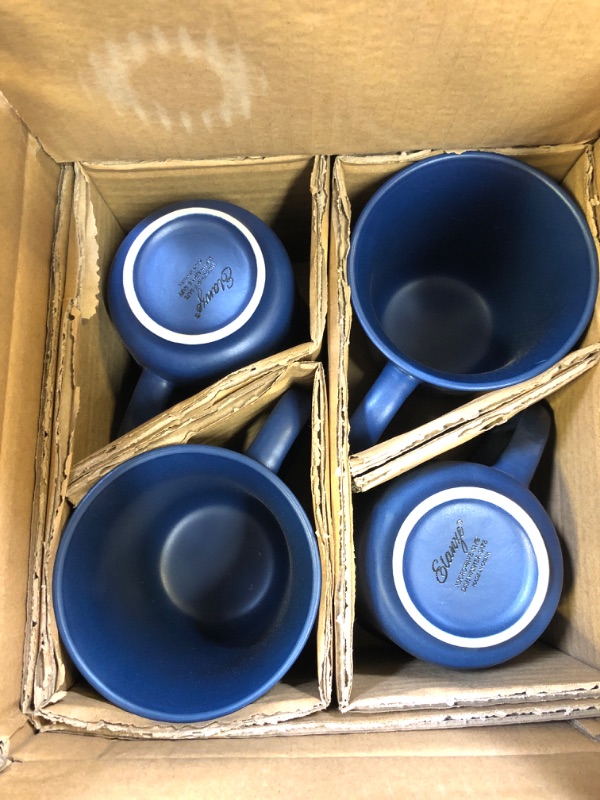 Photo 1 of Elanze Designs Navy Blue Matte Glaze Finish 17 ounce Stoneware Coffee Cup Mugs Set of 4