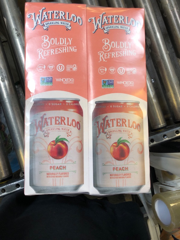 Photo 1 of Plallet of Waterloo Sparkling Water, Peach Naturally Flavored, 12 Fl Oz Cans, Pack of 118 | Zero Calories | Zero Sugar or Artificial Sweeteners | Zero Sodium May 08 2025