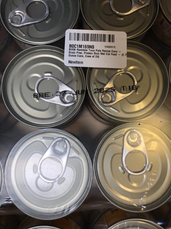 Photo 1 of Pallet of BIXBI Rawbble Tuna Pate Recipe Cans – Grain Free, Protein Rich Wet Cat Food – (2.75 Ounce Cans, Case of 200) BB : 06/27/2025