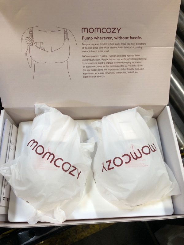 Photo 1 of Momcozy Hands-Free Breast Pump S12 Pro, Wearable & Portable Pump with Soft DoubleFit Flange, 3 Modes | 9 Levels Double Electric Pump, Smart Display, 24mm, 2 Pack, Cozy White