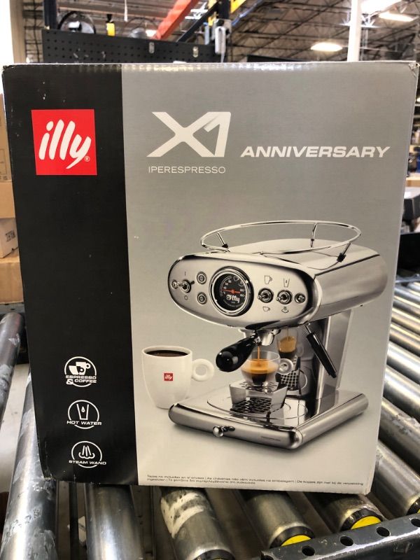 Photo 1 of Illy X1 Anniversary 1935 Espresso Single-Serve Machine for iperEspresso capsules with Milk Frother Steam Wand (Stainless)