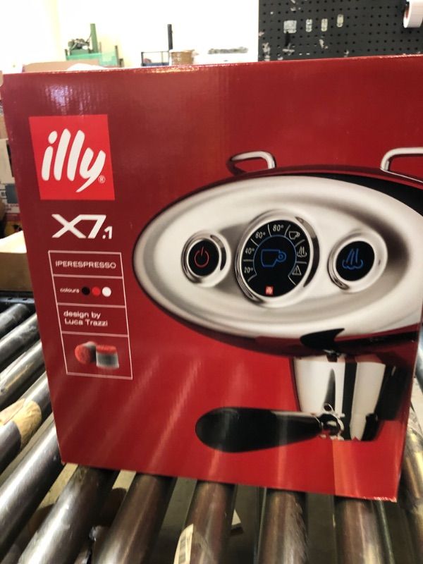Photo 1 of Illy X7.1 Espresso Single-Serve Machine, Barista Quality Espresso Machine for iperEspresso capsules with Milk Frother Steam Wand (Red)