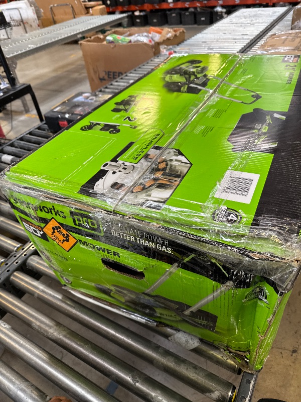 Photo 1 of Greenworks 60V 21” Cordless (Push) Lawn Mower (LED Lights + Aluminum Handles)