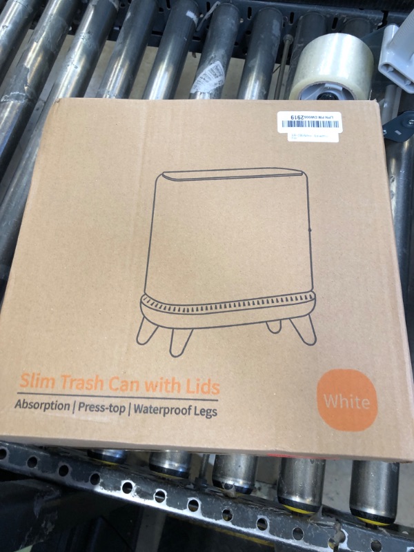 Photo 1 of JUDRDO Bathroom Trash Can with Lid, Vacuum Adsorption Small Garbage Can 3.2 Gallon Press Top Lid Trash Bin with Legs Waterproof Waste Basket for Bathroom Bedroom Office Home