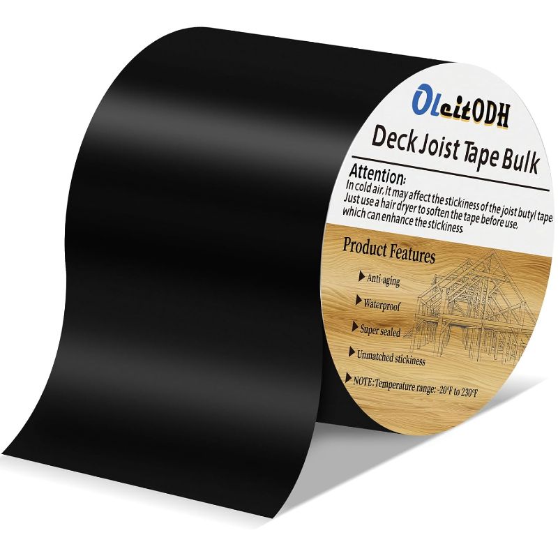 Photo 1 of Butyl Joist Tape for decking, 4 Inch x 50 Feet Weatherproof Butyl Sealant Deck Tape Joist-Beam Deck Joist Tape Bulk for Wood Joists Decks Beams Roof
