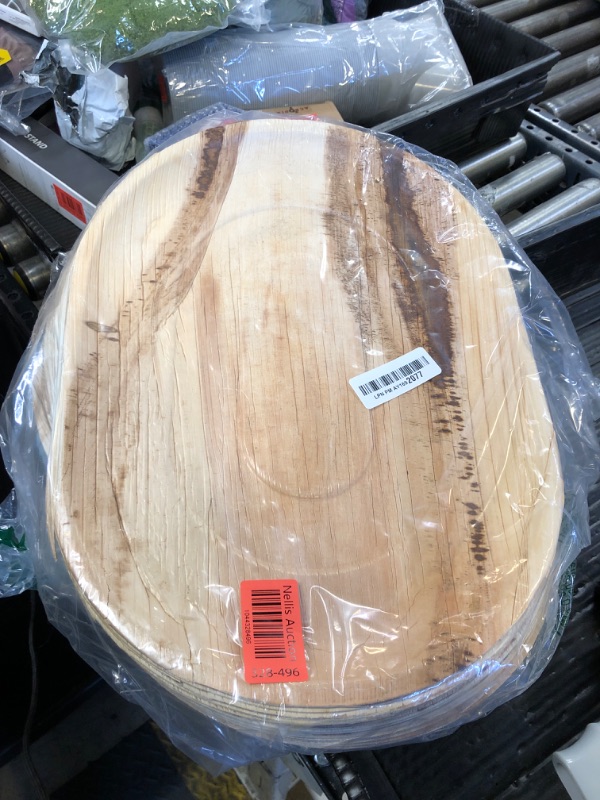 Photo 1 of Disposable Palm Leaf Bamboo Tray and Oval Platter Disposable Charcuterie Boards Plates and Party Platters Trays Eco Compostable Wooden Food Platters Palm Leaf Dinner Catering Trays (17x12 (15 pcs))