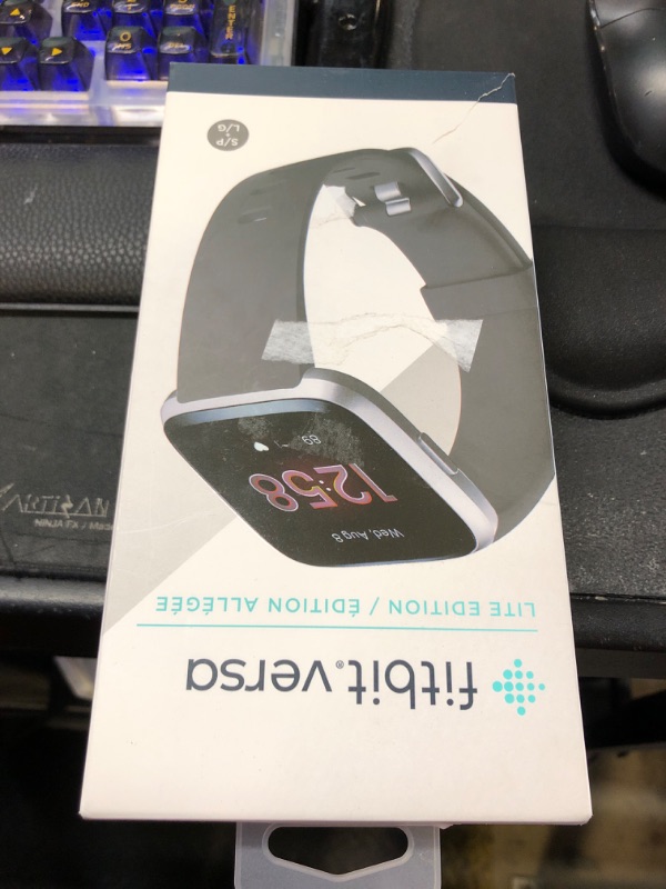 Photo 1 of Fitbit Versa Lite Smartwatch,GPS,Charcoal/Silver Aluminum, One Size (S & L Bands Included)