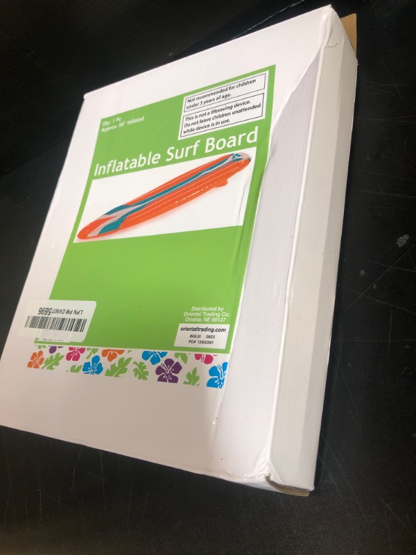 Photo 1 of Fun Express 60" x 20" Tropical Colors Inflatable Vinyl Surfboard, 1 Piece, Great for Birthdays, Parties, Luau and Tiki Themes