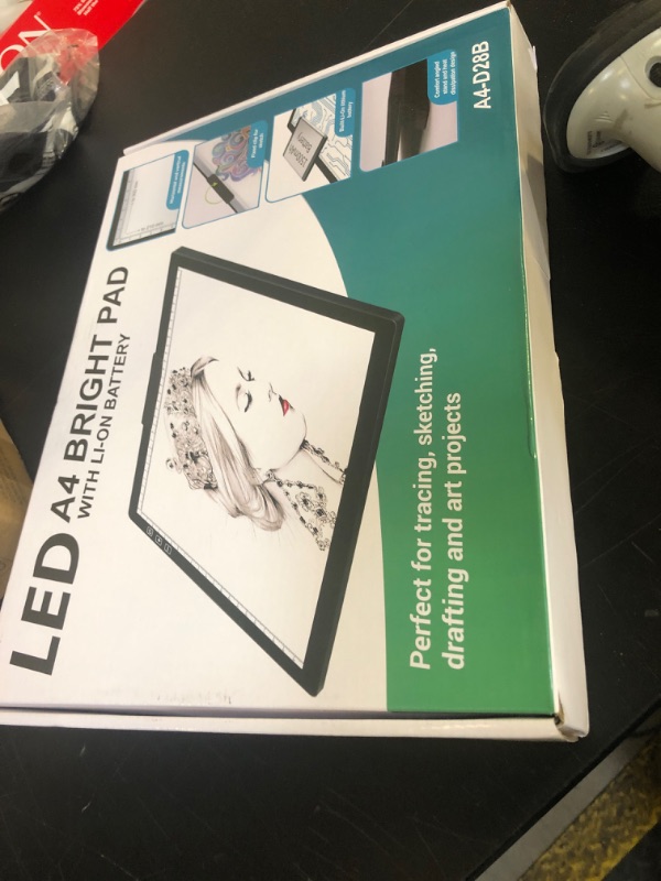 Photo 1 of Wireless Rechargeable A4 LED Light Pad w/Built-in Riser Stands, 6 Levels of Brightness, Evenly Illuminated Light Box for Tracing and Weeding Vinyl, Slim and Lightweight Diamond Painting Light Board