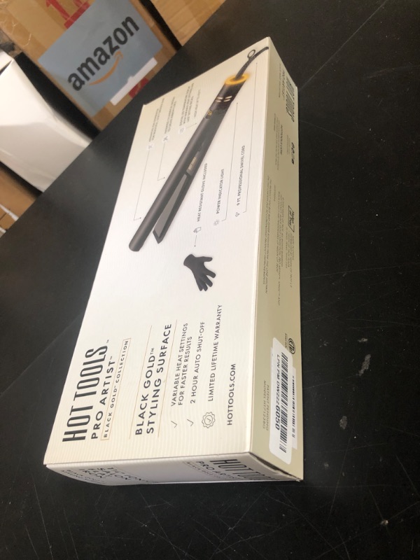 Photo 1 of Hot Tools Pro Artist Black Gold Evolve Ionic Salon Hair Flat Iron | Long-Lasting Finish for Straightening Hair, (1-1/4 in), HT7123BG