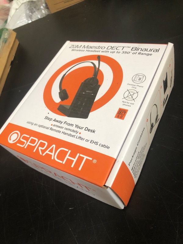 Photo 1 of Spracht HS-2019 Wireless Headset - Dual Ear DECT Headset with Mic for Work, 350FT Range, 21 Hour Talk Time, Lightweight, Noise Cancellation, Ideal for Work From Home & Office Workers, Telephone Only