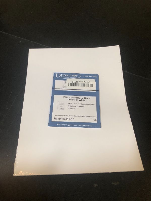 Photo 1 of Extra Heavy Duty 130lb Cover Cardstock - Bright White - 350gsm 17pt Thick Paper for Inkjet & Laser Printers - 8-1/2" x 11" - 15 Pack