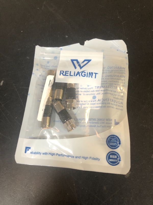 Photo 1 of RELIAGINT 5 Pack RG6 Coax Connectors, 75 Ohm F Connector, Weatherproof, Compatible with RG6 Dual, Tri, Quad Shield Cables