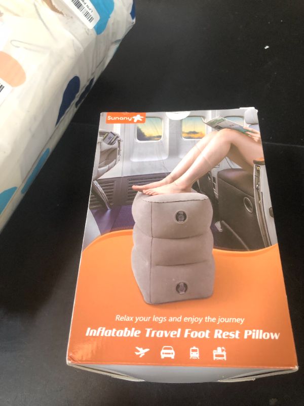 Photo 1 of Sunany Inflatable Foot Rest Pillow for Travel, Kids/Adults Airplane Travel Pillow-Adjustable Height Cushions,for Kids to Sleep While Traveling,Suitable for Office, Home and Any Travell (1 Pack)