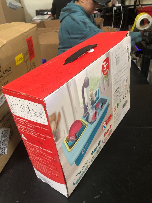 Photo 1 of CUTE STONE Color Changing Kitchen Sink Toys, Children Electric Dishwasher Playing Toy with Running Water, Upgraded Faucet, Automatic Water Cycle System Play House Pretend Role Play Toys for Boys Girls
