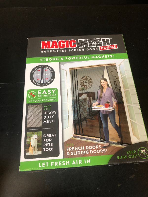 Photo 1 of Magic Mesh Double Door | Magnetic Screen Door for Patio, French & Sliding Doors, Heavy Duty Magnetic Closure, Bug Screen for Doorways, Kid & Pet Friendly | Size 75"W x 83"H (Pack of 1)