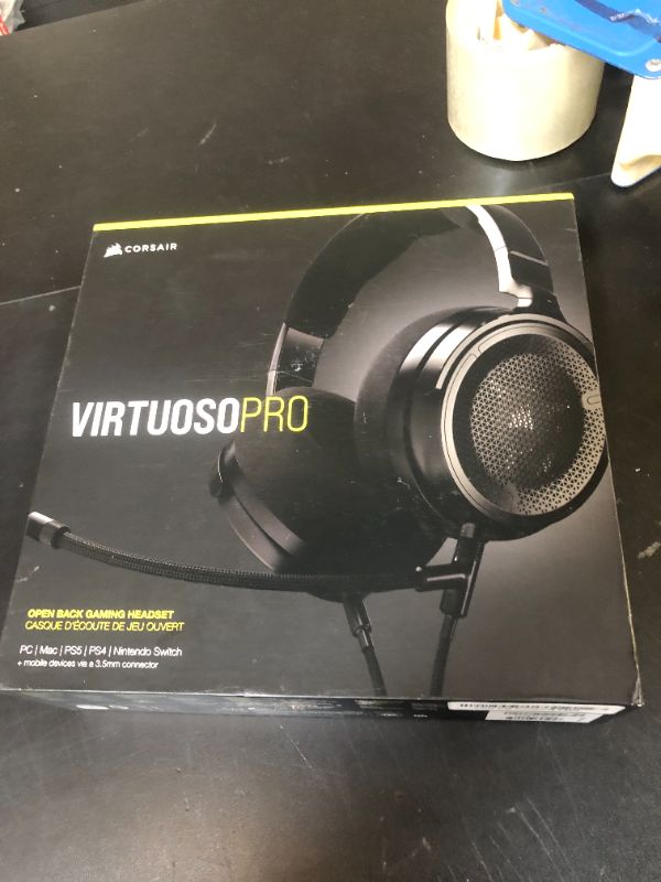 Photo 1 of Corsair Virtuoso PRO Wired Open Back Gaming Headset - Detachable Uni-Directional Microphone - 50mm Graphene Drivers - 20Hz-40 kHz Frequency Response - Carbon