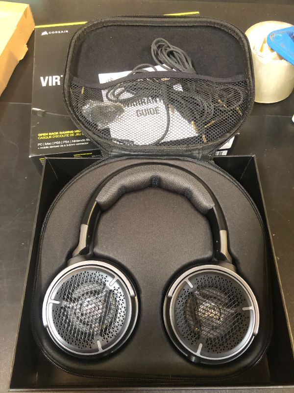 Photo 1 of Corsair Virtuoso PRO Wired Open Back Gaming Headset - Detachable Uni-Directional Microphone - 50mm Graphene Drivers - 20Hz-40 kHz Frequency Response - Carbon