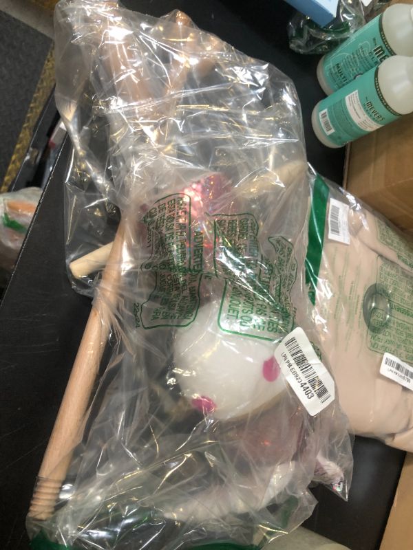 Photo 1 of HollyHOME Sequin Unicorn Stick Horse Handcrafted Hobby Horse on a Stick with Wood Wheels Real Pony Neighing and Galloping Sounds Plush Unicorn Toy Pink 36 Inches(AA Batteries Required)