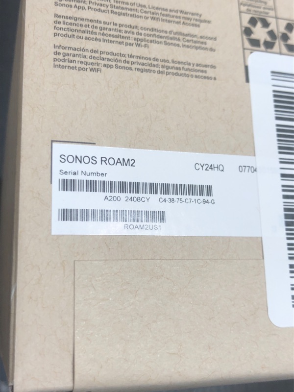 Photo 1 of Sonos Roam 2 - White - Portable Waterproof Bluetooth Speaker