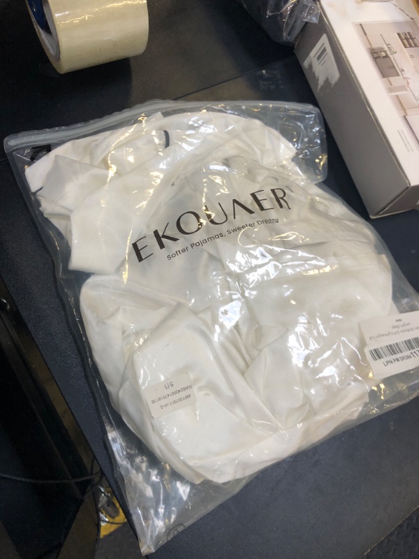 Photo 1 of Ekouaer Silk Robes for Women Long Sleeve Satin Bathrobe Soft Lightweight Full Length Sleepwear with Pockets Bridesmaid Wedding Party Robes, White S