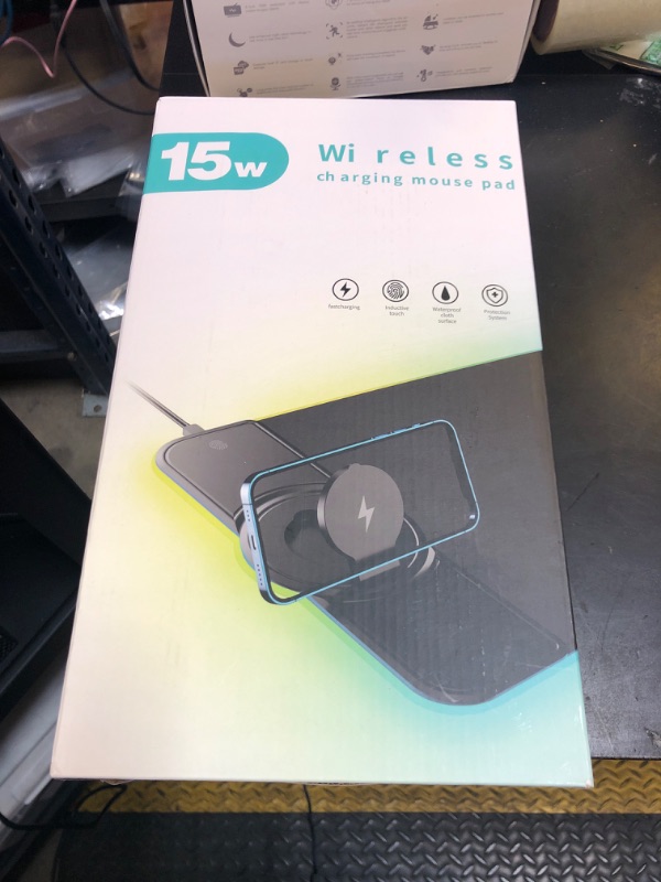 Photo 1 of BUANIIH Gaming Mouse Pad, Wireless Charging, 15W Fast, Extended Large Size, 10 Lighting Modes, Office & Gaming, 31.5"X11.8" (Galaxy)