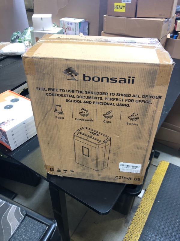 Photo 1 of Bonsaii 12-Sheet Cross Cut Paper Shredder, 5.5 Gal Home Office Heavy Duty Shredder for Paper, Credit Card, Mail, Staples, with Transparent Window, High Security Level P-4 (C275-A)