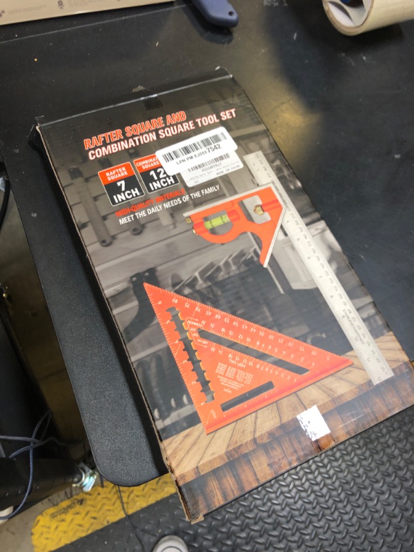 Photo 1 of RONGPRO Rafter and Combination Square Tool Set - 7 Inch Triangle Carpenter Square, Die-Cast Aluminum Alloy and 12 Inch Zinc-Alloy Combo Ruler - Layout Tool