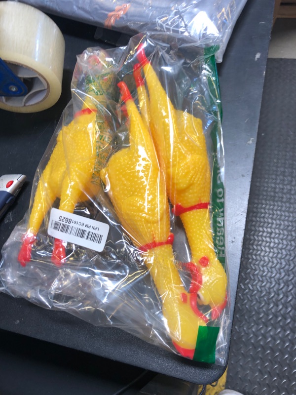 Photo 1 of 3 Pcs Large Squeeze Rubber Chicken,Yellow Screaming Chicken Dog Toys,Squawking Chicken Toys,Rubber Squeaky Chicken Toys for Dogs,Prank Novelty Toy 12 Inch