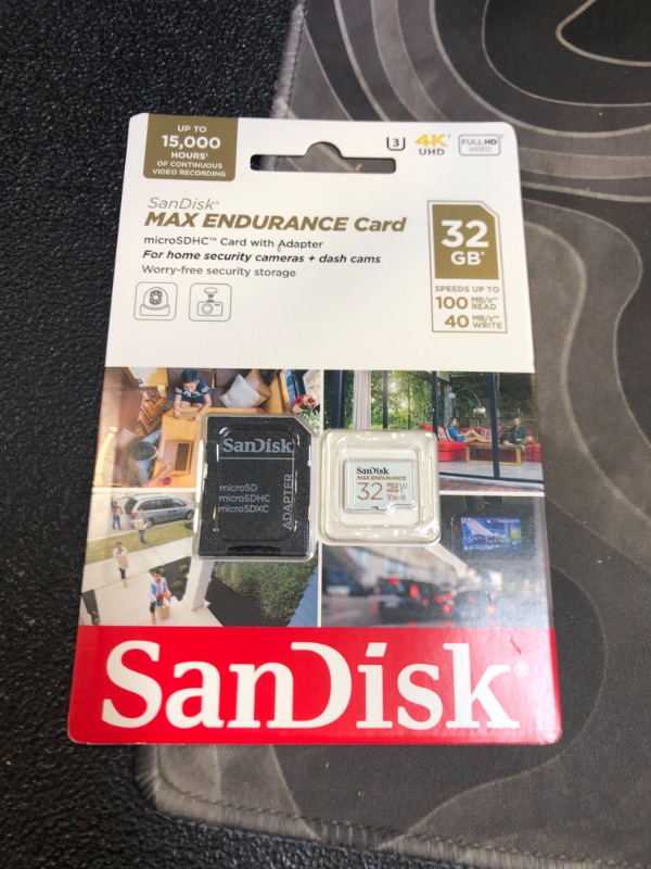 Photo 1 of SanDisk 32GB MAX Endurance microSDHC Card with Adapter for Home Security Cameras and Dash cams - C10, U3, V30, 4K UHD, Micro SD Card - SDSQQVR-032G-GN6IA