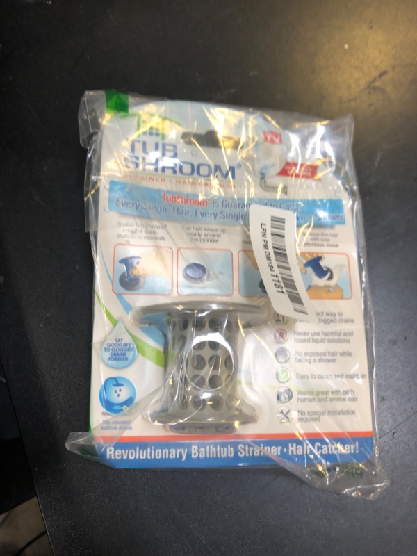 Photo 1 of TubShroom Tub Hair Catcher Protector, Fits 1.5" - 1.75" Drain, Gray