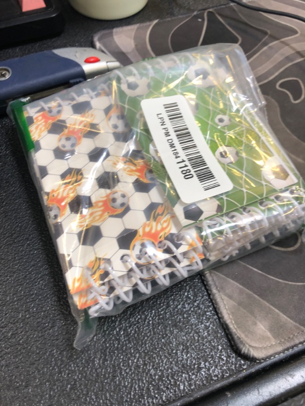 Photo 1 of Meanplan 20 Pcs Sports Mini Notepads Sports Party Favors Soccer Notebook Spiral Journal Soccer Notepads Bulk for Reward Supply Birthday Party Supplies
