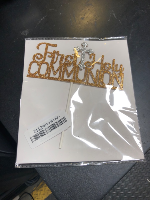 Photo 1 of First Communion Cake Topper - It's My Baptism Cake Decoration for Kids - God Bless/Baby Shower/Baby First Birthday Party Supplies, Gold Glitter