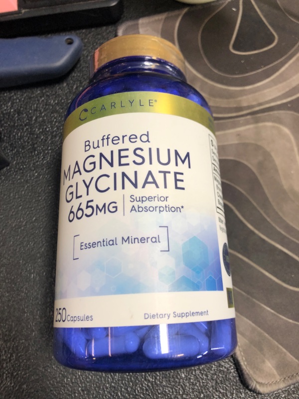 Photo 1 of Carlyle Magnesium Glycinate | 665 mg | 250 Capsules | Non-GMO and Gluten Free Formula | Essential Buffered Mineral Supplement EXP 08/2027