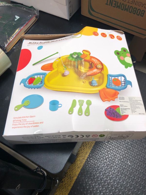 Photo 1 of Play Sink with Running Water - Kitchen Kids Sink Toys with Fishing Game Toys for Floating Pool Water Play, Upgraded Electric Faucet & Water Slide Pretend Play Toys Kids Role Play Dishwasher Toy