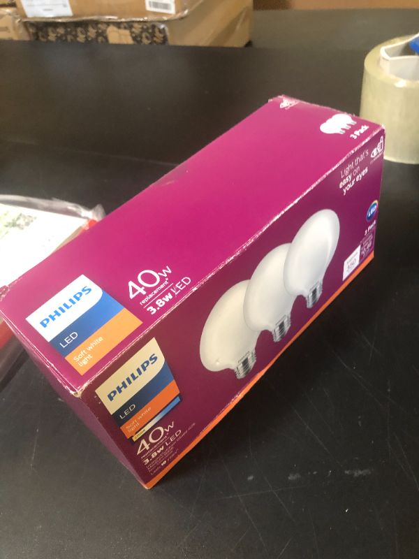 Photo 1 of PHILIPS LED Frosted Non-Dimmable G25 Light Bulb - Pack of 3 - EyeComfort Flicker Free - 3.8W = 40W - 350 Lumen - Soft White (2700K) - E26 Base - Indoor - Title 20