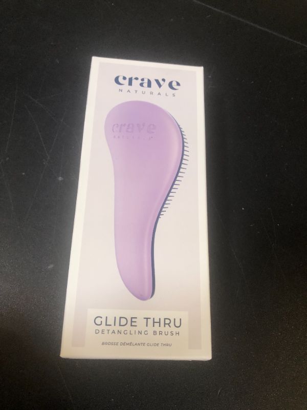 Photo 1 of Crave Naturals Glide Thru Hair Brush - Detangler Brush for Curly, Straight, Wet or Dry Hair - Gentle Detangling Brushes for Adults, Kids, Toddlers - Hair Accessories for Women, 7.5x3" - Purple
