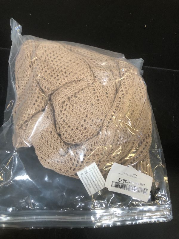 Photo 1 of Zeagoo Womens Off The Shoulder Top Sexy Oversized Crochet Sweaters Hollow Out Beach Vacation Outfits Khaki L