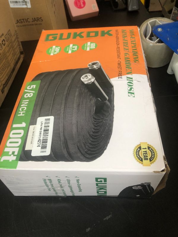 Photo 1 of GUKOK Non-Expanding Garden Hose, Ultra Lightweight, Abrasion Resistant, Durable, Kink-Free Garden Hose, RV, Marine and Camper Hose, 100-Feet