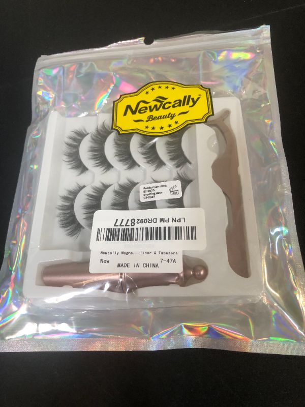 Photo 1 of Newcally Magnetic Eyelashes with Eyeliner Kit Reusable Wispy Lashes Natural Look Magnetic Lashes Kit C-curly No Glue Needed 5 Pairs False Lashes with Magnetic Eyeliner & Tweezers