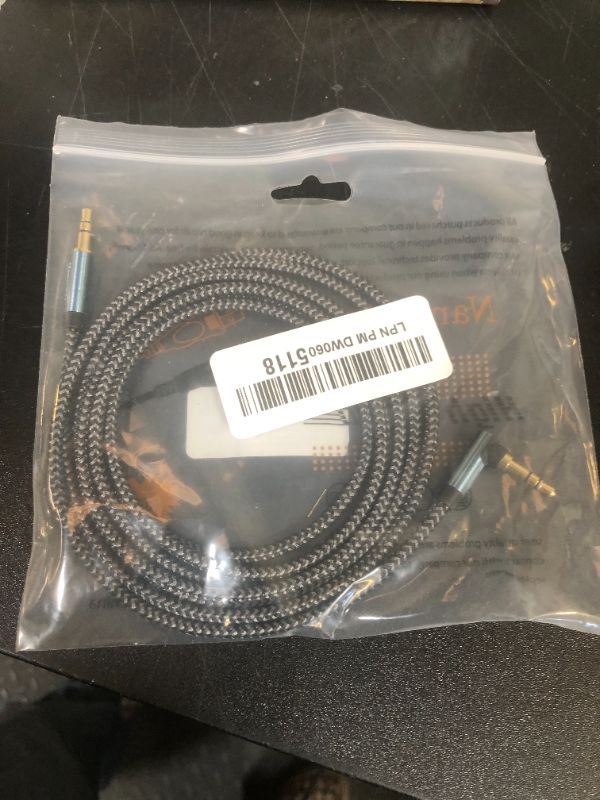 Photo 1 of Nanxudyj AUX Cord 6ft/1.8M,3.5mm Stereo Audio Cable 90 Degree 3.5mm Male to Male Stereo Aux Cable Right Angle TRS Cable Compatible for car, Headphone,Tablets, Speakers