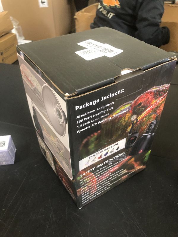 Photo 1 of XFP Reptile Light Fixture with Thermostatic Timer, 5.5'' Reptile Heat Lamp Fixture, Added Switch Control Function with 300W Heat Lamp Bulbs for Reptile Glass Terrariums
