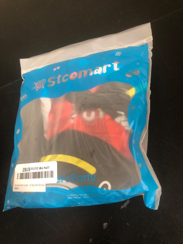 Photo 1 of Stcomart 8 PCS Race Car Party Decorations, Black Number 4 Balloon Checkered Balloons Tire Balloons for Boys 4th Birthday