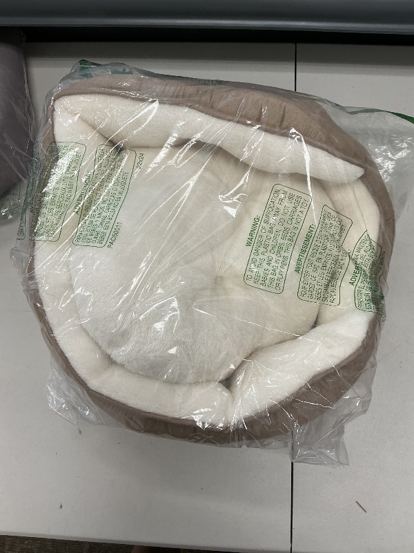 Photo 1 of Bedsure Donut Small Dog Bed - Dog Beds for Small Dogs with Corduroy Fleece & Anti Slip Bottom, Round Faux Fur Pet Beds with Washable Removable Cover, Sandy Tan, 23x23x8 inches