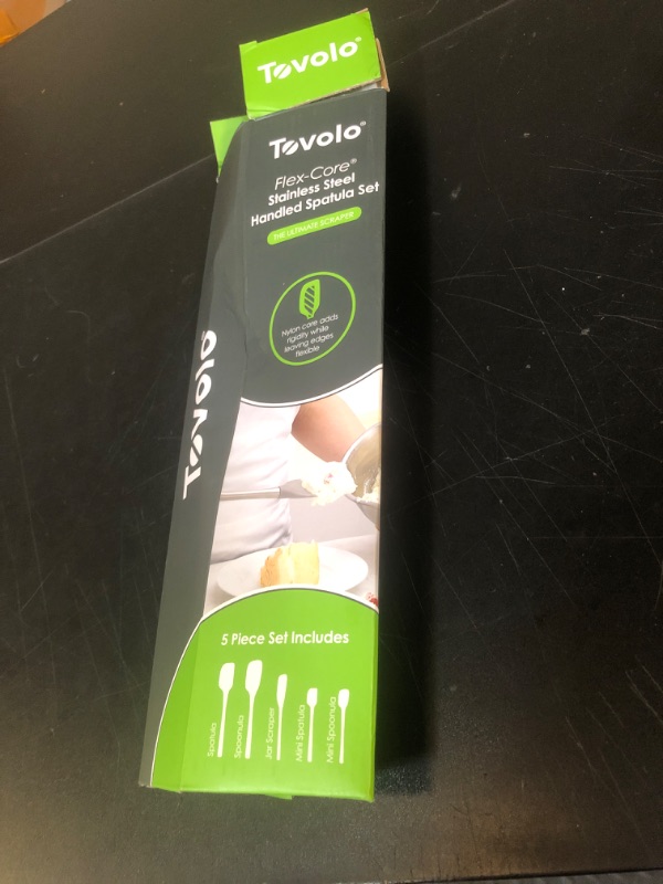 Photo 1 of Tovolo Flex-Core Stainless Steel Handled Spatula Set of 5 for Meal Prep, Cooking, Baking, and More - Oyster Gray
