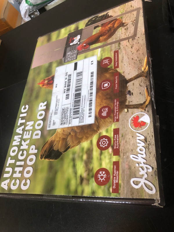 Photo 1 of Automatic Chicken Coop Door Solar Powered with Timer and Light Sensor, 4 Modes, Programmable LCD Display, Aluminum Alloy Auto Chicken Coop Door Solar, Anti-Pinch & Weather Proof, Gold