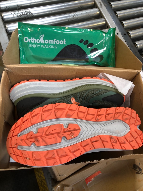 Photo 1 of Men's Orthopedic Waterproof Running Shoes: Supportive Plantar Fasciitis Orthotic Composite Toe Neuropathy Trail Sneakers, Breathable Indoor Outdoor High Instep Golf Walking Shoes Army Green Size 11