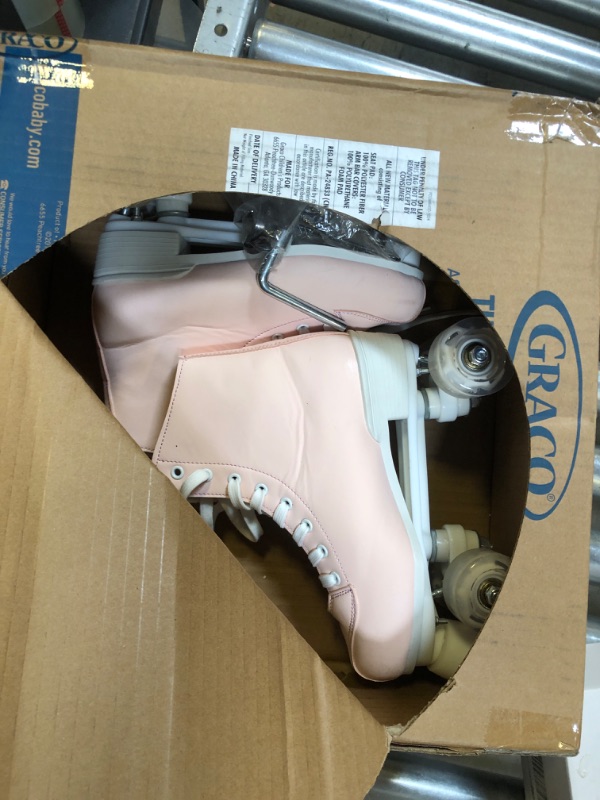 Photo 1 of Women's Roller Skates Light Up Wheels, Adjustable Double Row Roller Skates Outdoor Shiny Derby Skates Illuminating for Teens and Youth(Light Pink, 40=US:7.5)